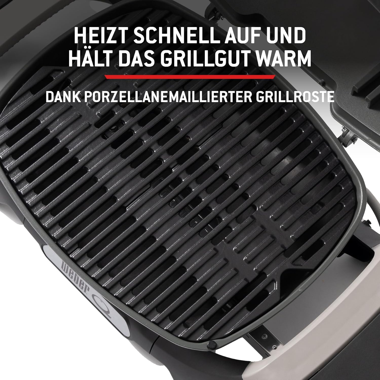 Weber Q 2200N Gasgrill mit Seitentischen & kompakten Stand/Grill für Terrassen und Balkone mit Hochleistungsbrennern, porzellanemaillierten Gussrosten und elektronischer Zündung, Mitternachtsschwarz