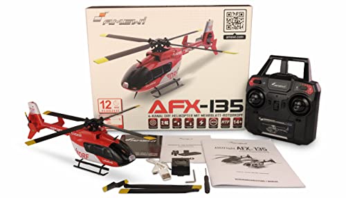 Amewi 25327 AFX 135 DRF elicottero a 4 canali 6G 2,4GHz RTF, rosso/bianco : Giochi e giocattoli
