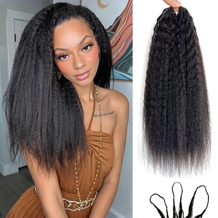 Feather Crochet Hair Pre Looped Kinky Straight Light weight Crochet Human Hair Extensions For Black Women