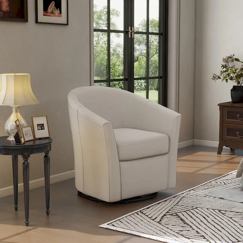 Modern Upholstered Swivel Barrel Chair Living Room Accent Chair