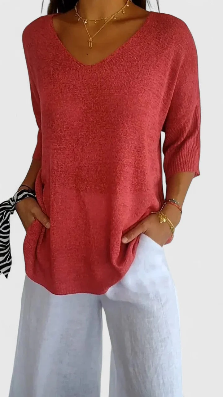 Women��s Elegant V-Neck Top Comfortable and Flattering Design