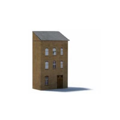 Background Terrace House (tan, 6 windows, gray sloped roof)
