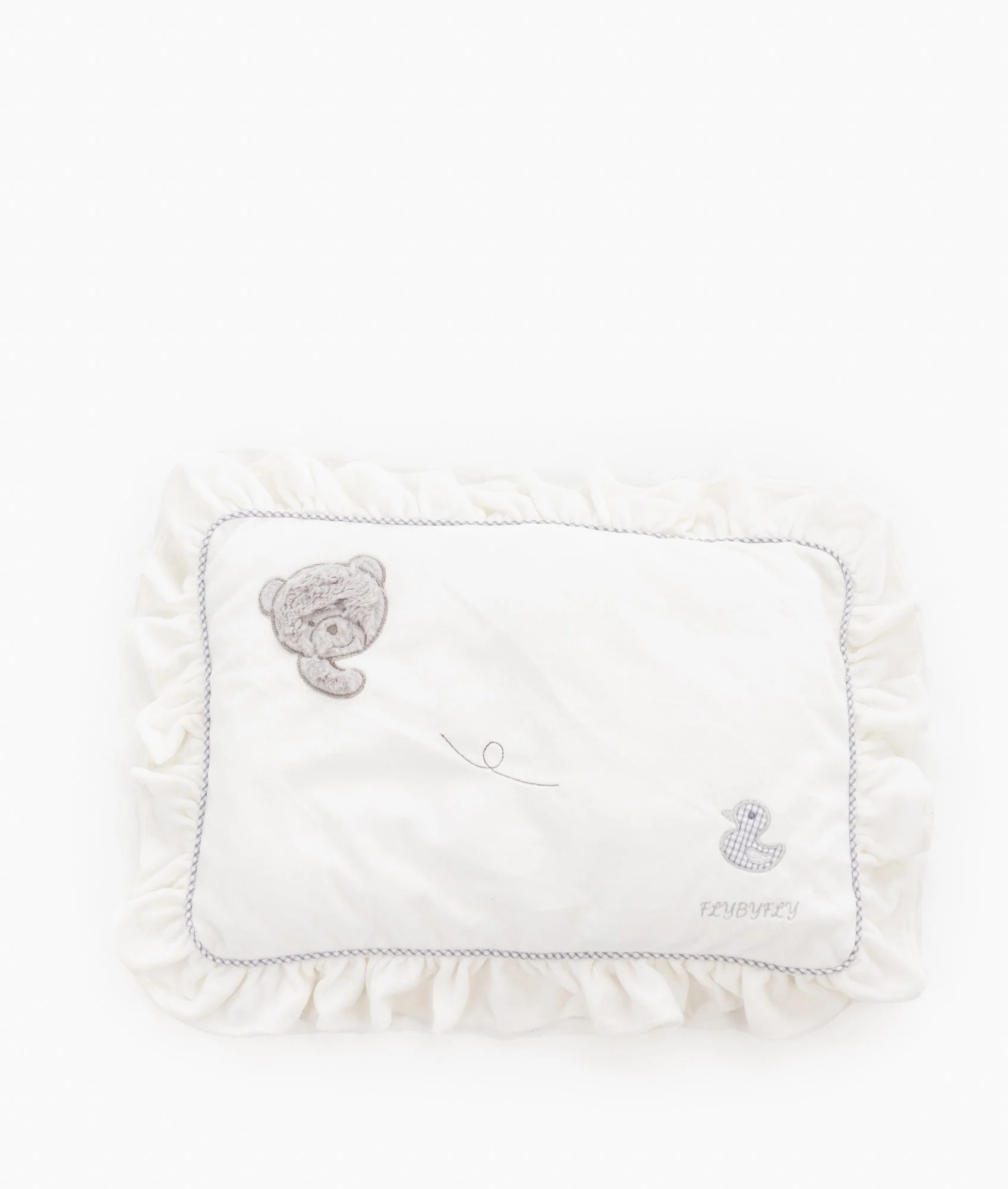 Toddler Ruffle Pillow | White & Grey