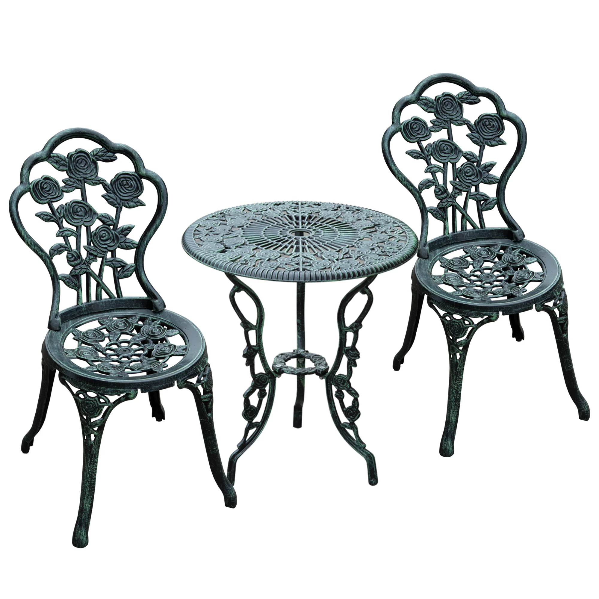 3-delige bistroset Balkonset tuinmeubelen balkon gegoten aluminium antiek groen