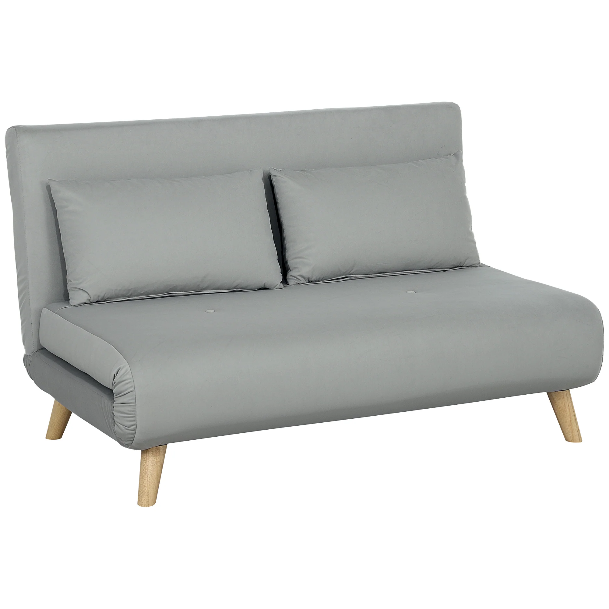 HOMCOM Slaapbank Relaxbank Bank Sofa, incl. 2 Kussens, Fluweel Look, 130 x 78 x 79 cm, Lichtgrijs