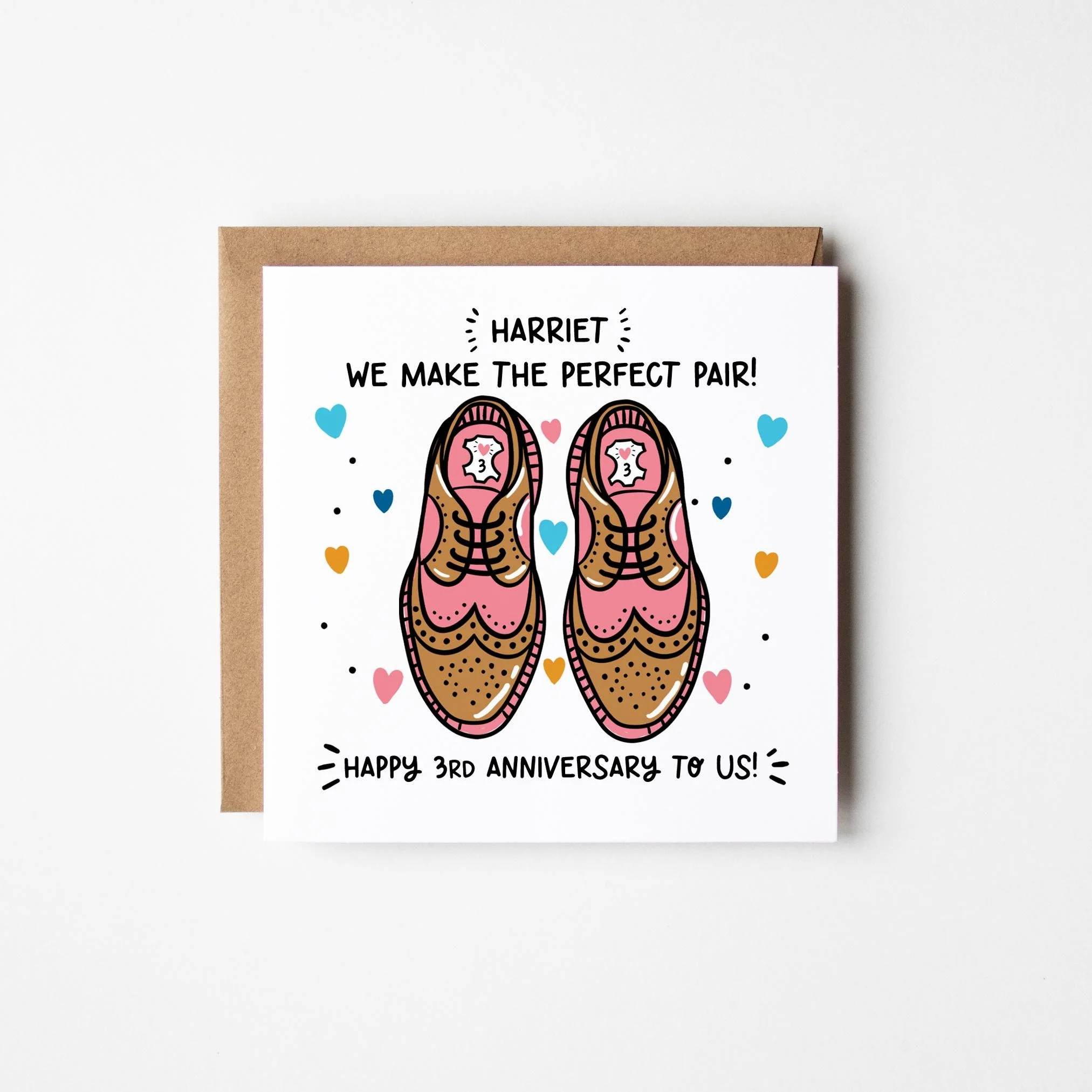 Wife 3rd Anniversary Card ? Personalised Happy 3rd Anniversary Wife Card ? 3rd Anniversary Card For Her ? Leather Anniversary
