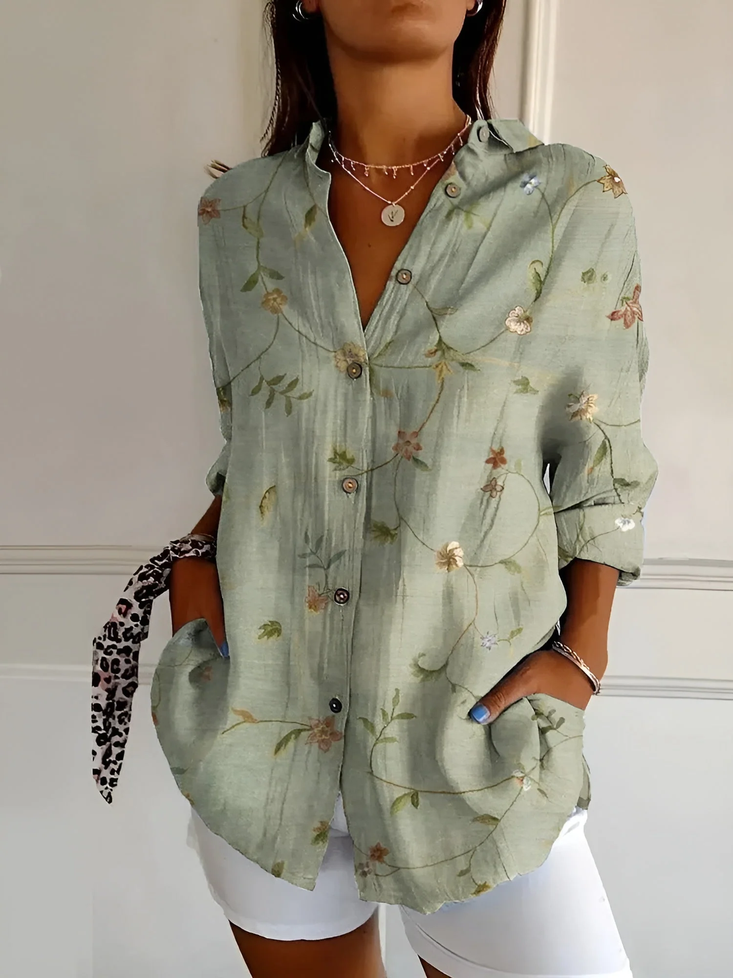 Women��s Floral Blouse Button Front Relaxed Summer Style