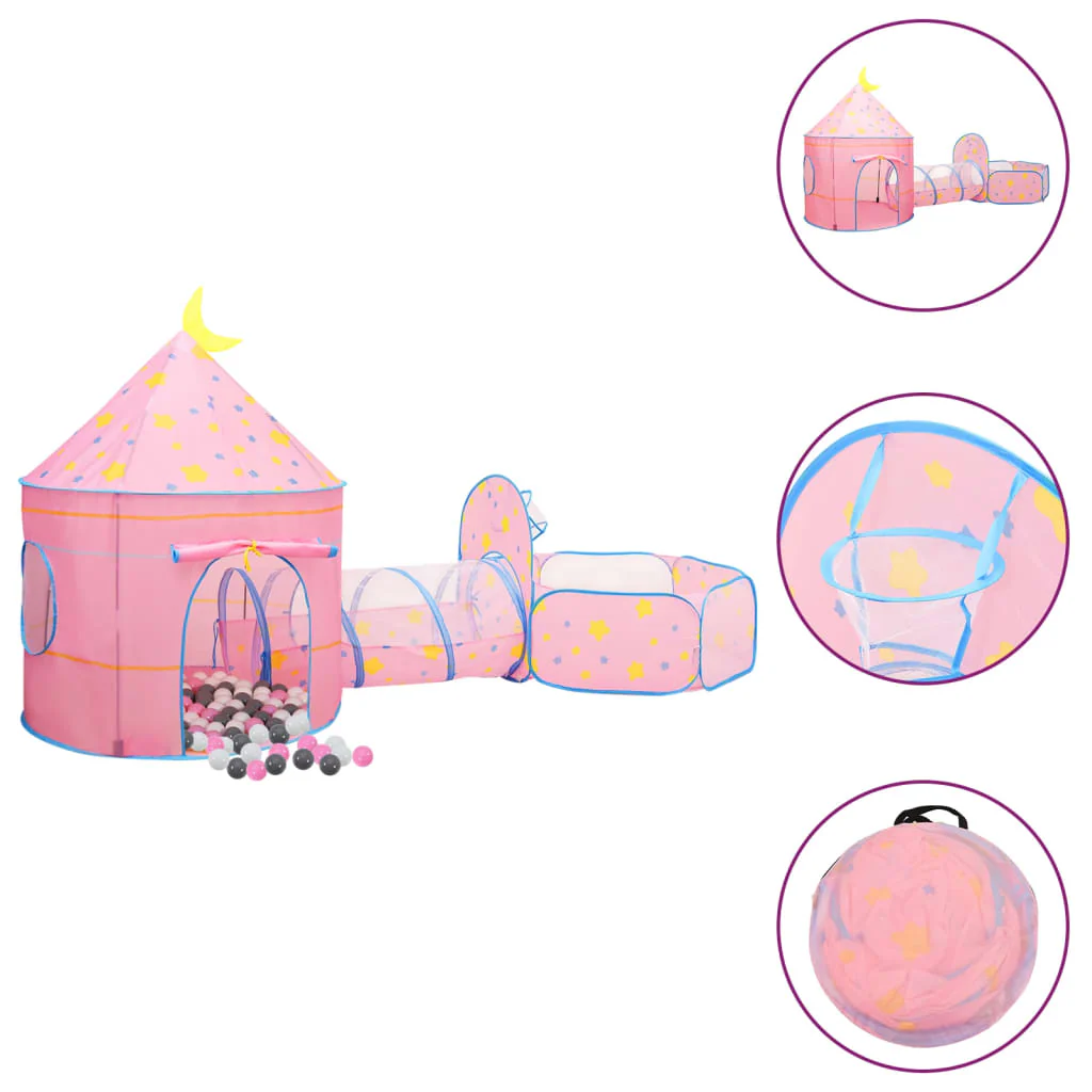 Tenda da gioco per bambini con 250 palline rosa 301x120x128 cm