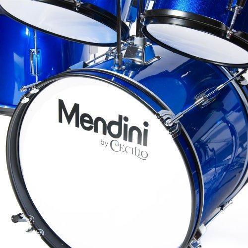 Mendini By Cecilio Drum Set For Kids/Junior &ndash; 16 Inch, 5 Piece, Blue Metallic &ndash; Starter Drums Kit w/Adjustable Throne, Cymbal, Pedal & Drumsticks &ndash; MJDS 5 BL