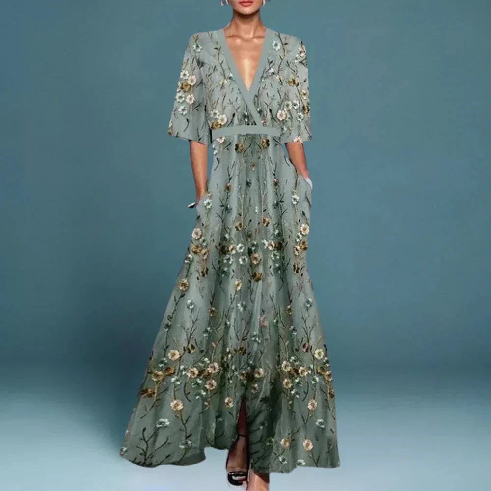 Womena??s Floral Maxi Dress Elegant Flowing Silhouette