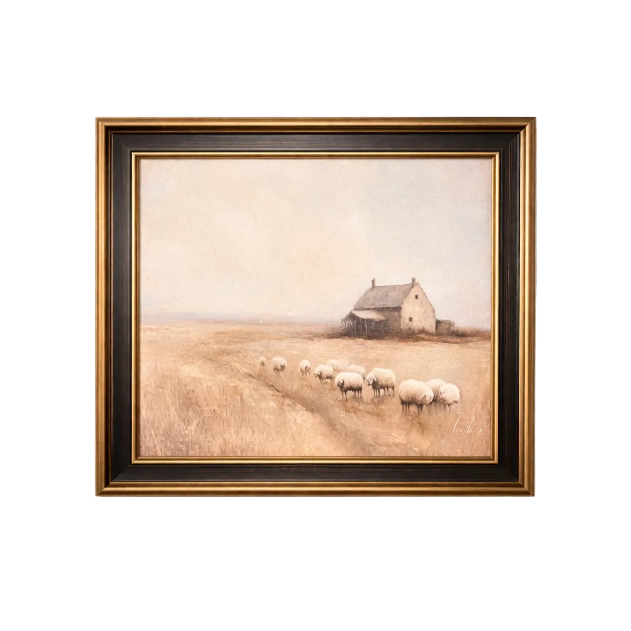 Vintage Farmland | Antique Inspired Brass Trim Black Framed Art