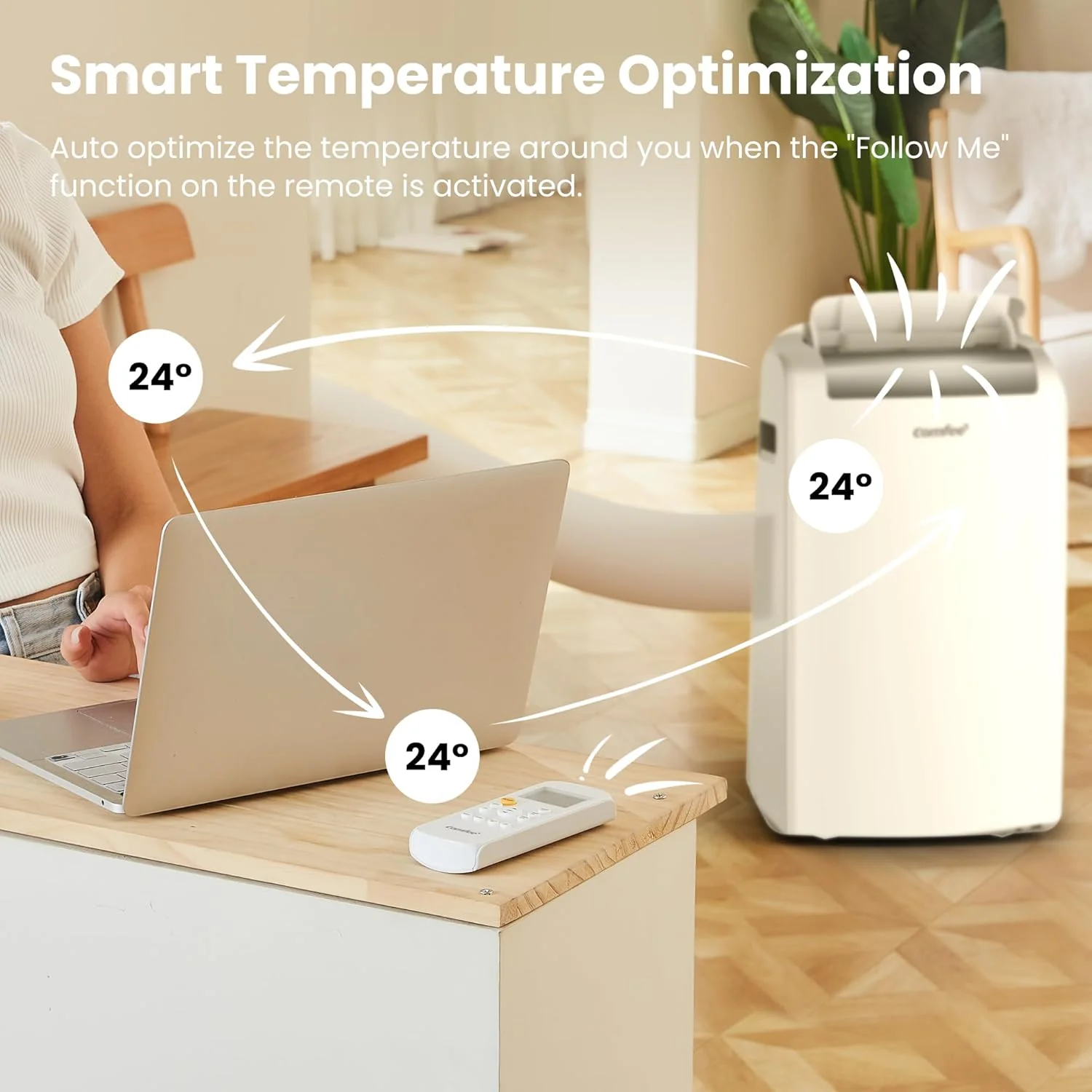 Comfee Mobiles Klimagert Easy Cool 2.0, 7000 BTU 2,0kW, Kühlen&Ventilieren&Entfeuchten, Raumgre bis 68m(25㎡), APP-Steuerung/Alexa/Google Home/IFTTT, Mobile Klimaanlage mit Abluftschlauch