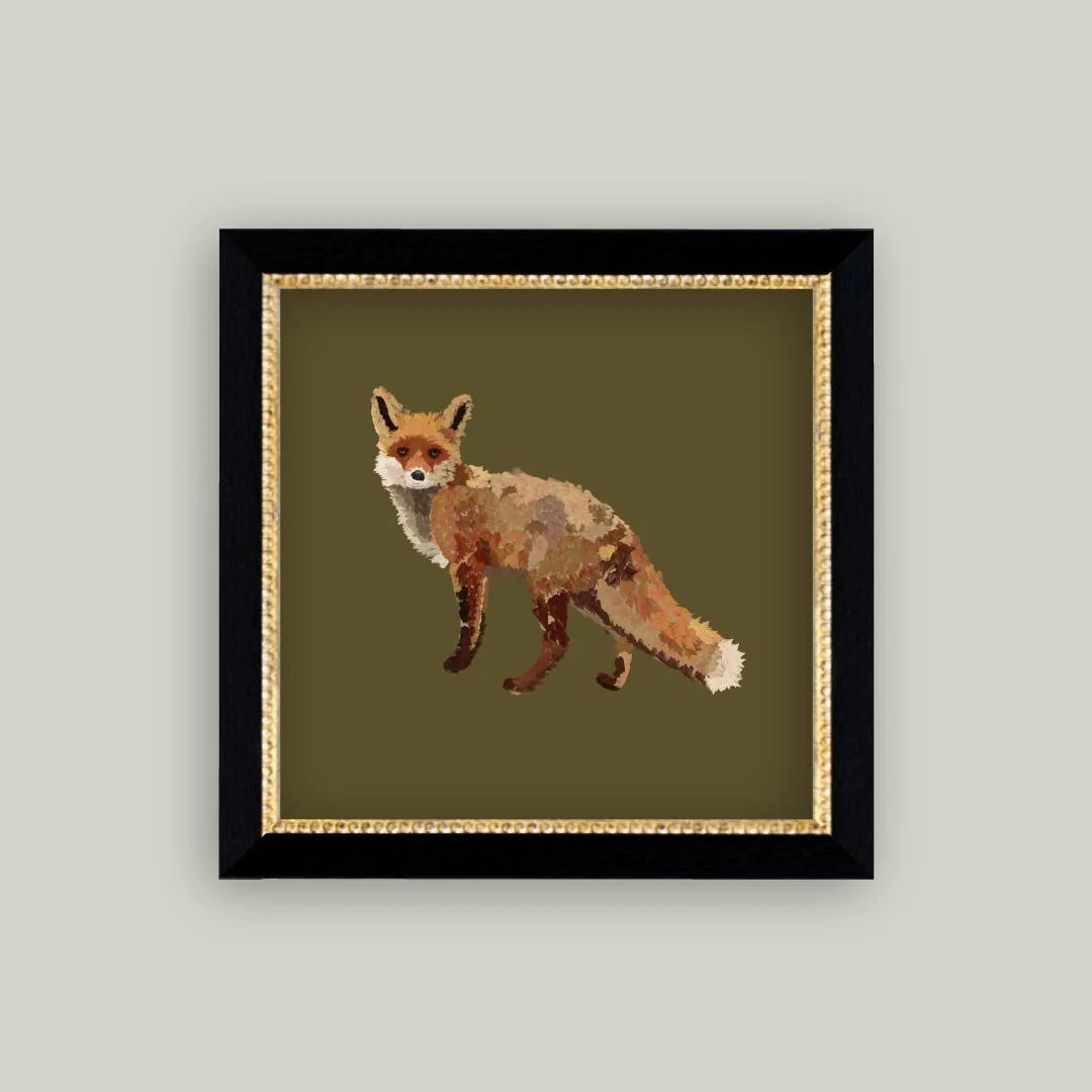 Fox Closeup Framed Antique Inspired Art