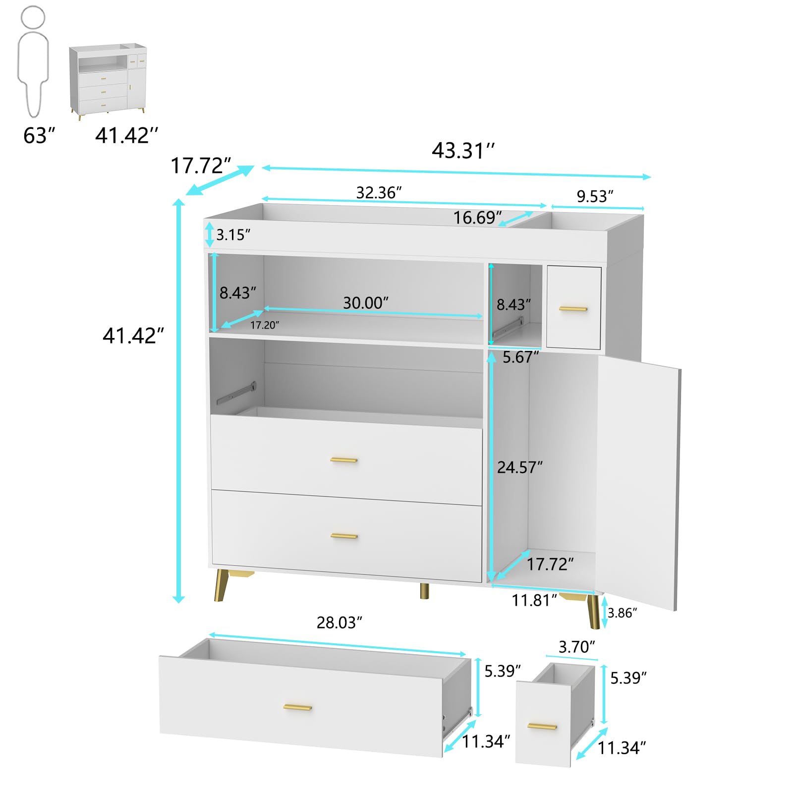 PAKASEPT Changing Drawers Dresser TTX0006 1