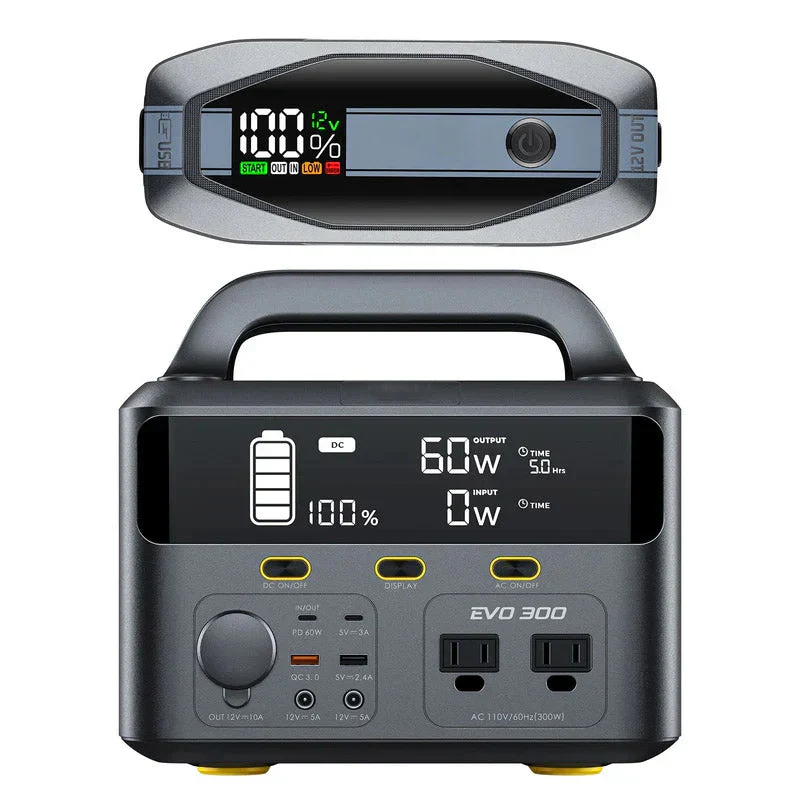T8 APEX Jump Starter Standard Package and EVO 300 Portable Power Station