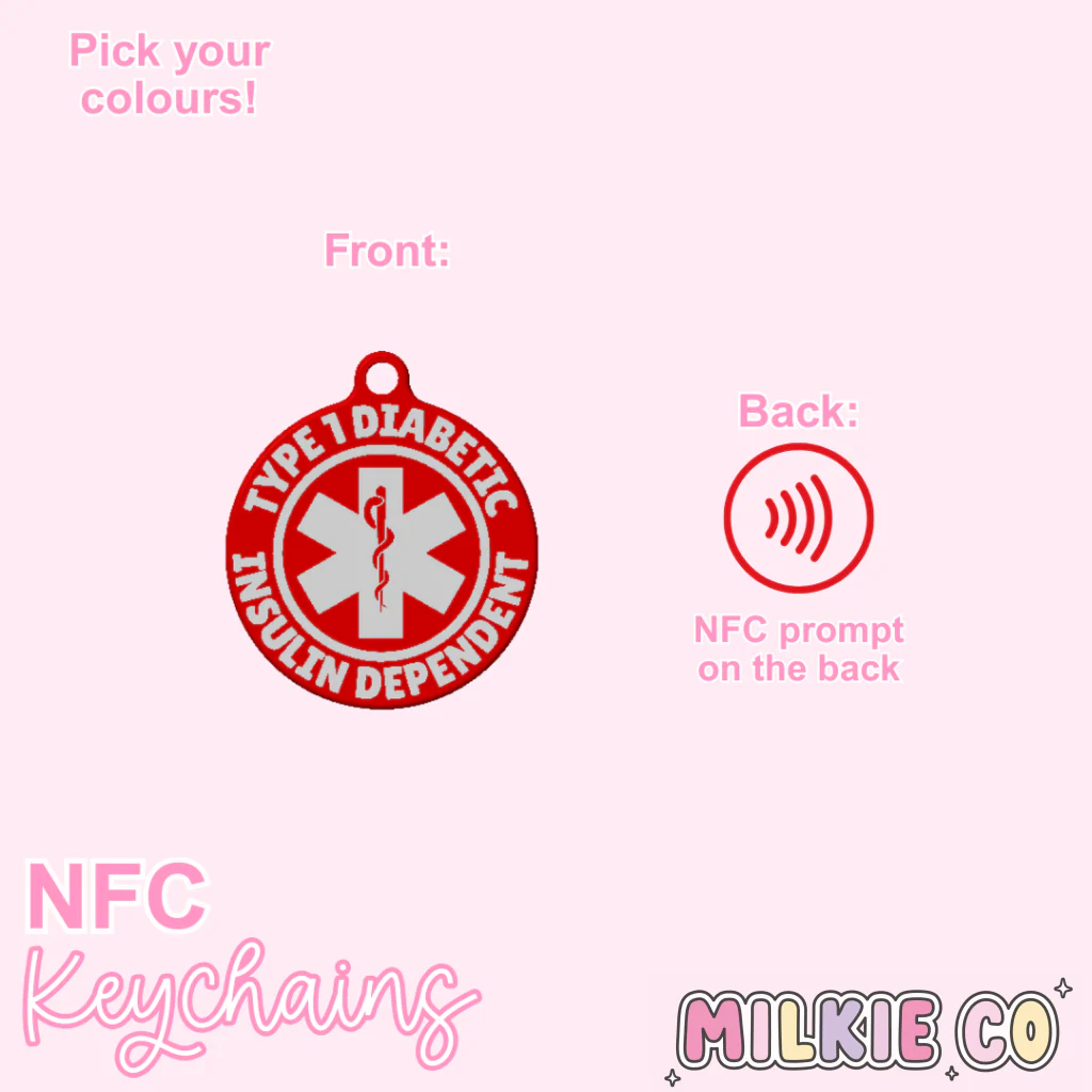 Type 1 Diabetic NFC Keychain