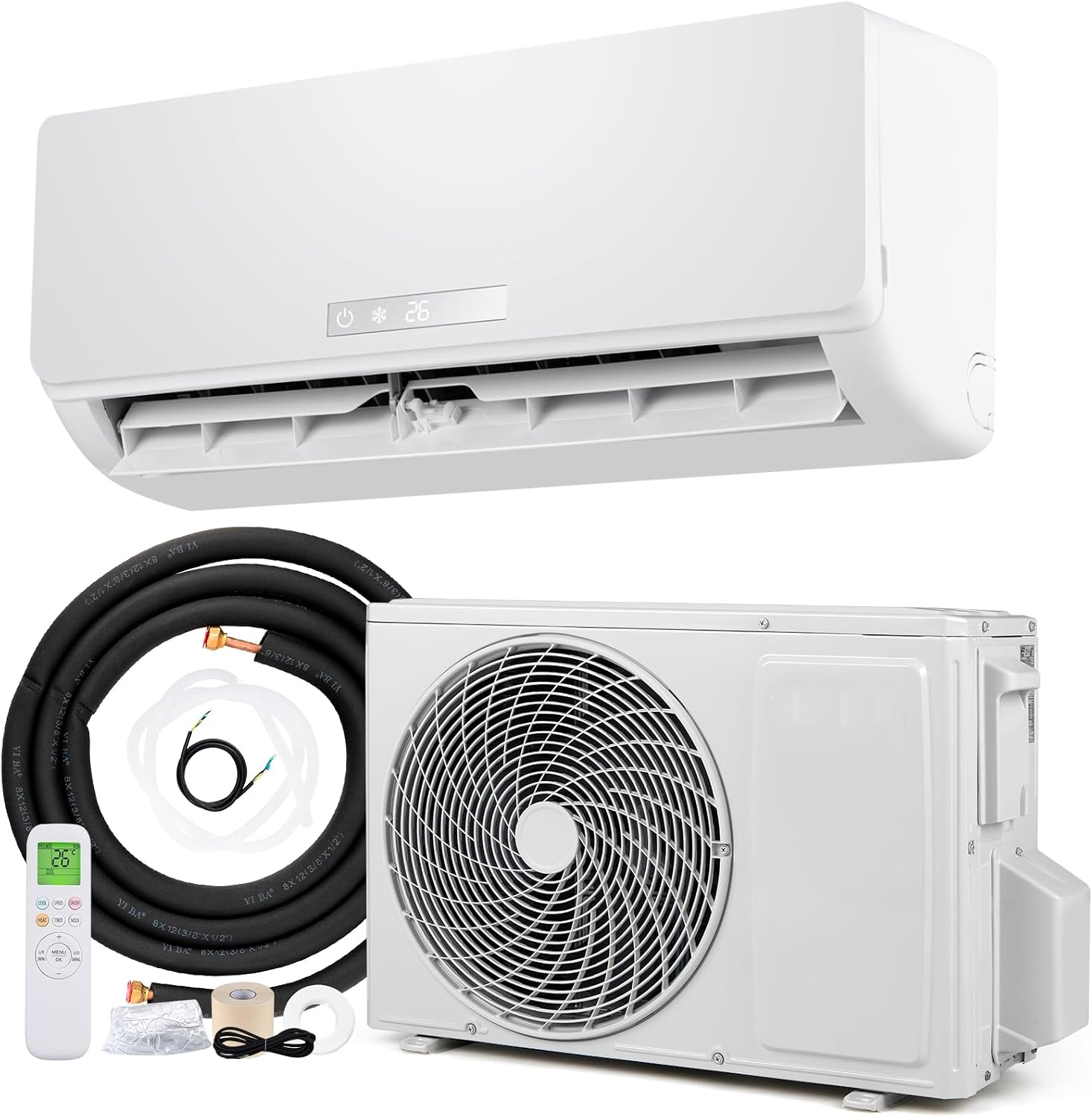 TANGZON 18000 BTU Air Conditioner Wall Split, 5 in 1 Air Conditioning Unit Heater Dehumidifier Air Purifier Fan with Heat Pump, Remote & Installation Kit, A++ Rating, Inverter, Wall AC Unit for 116㎡