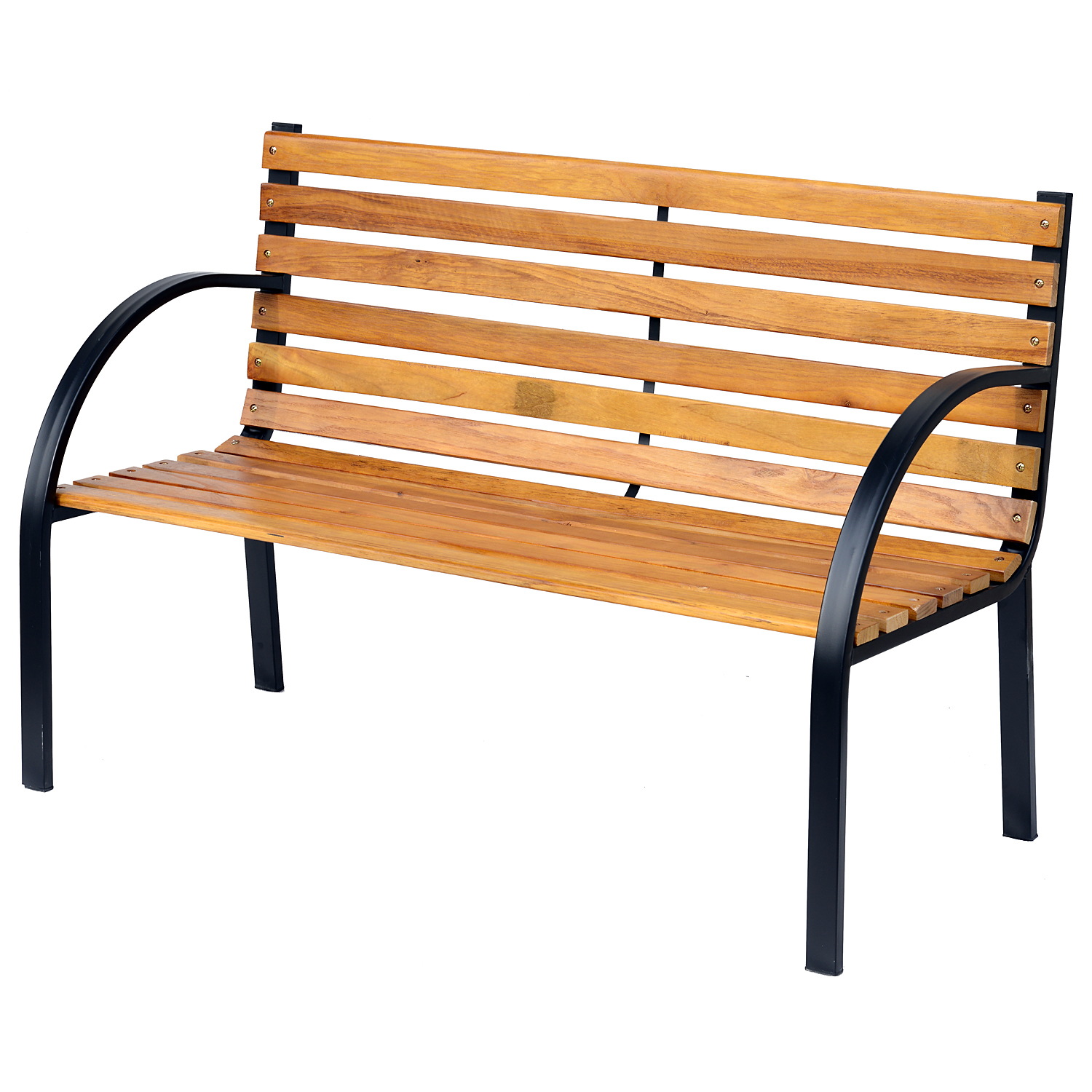 Tuinbank 2-zits zitbank parkbank tuin staal + hout naturel