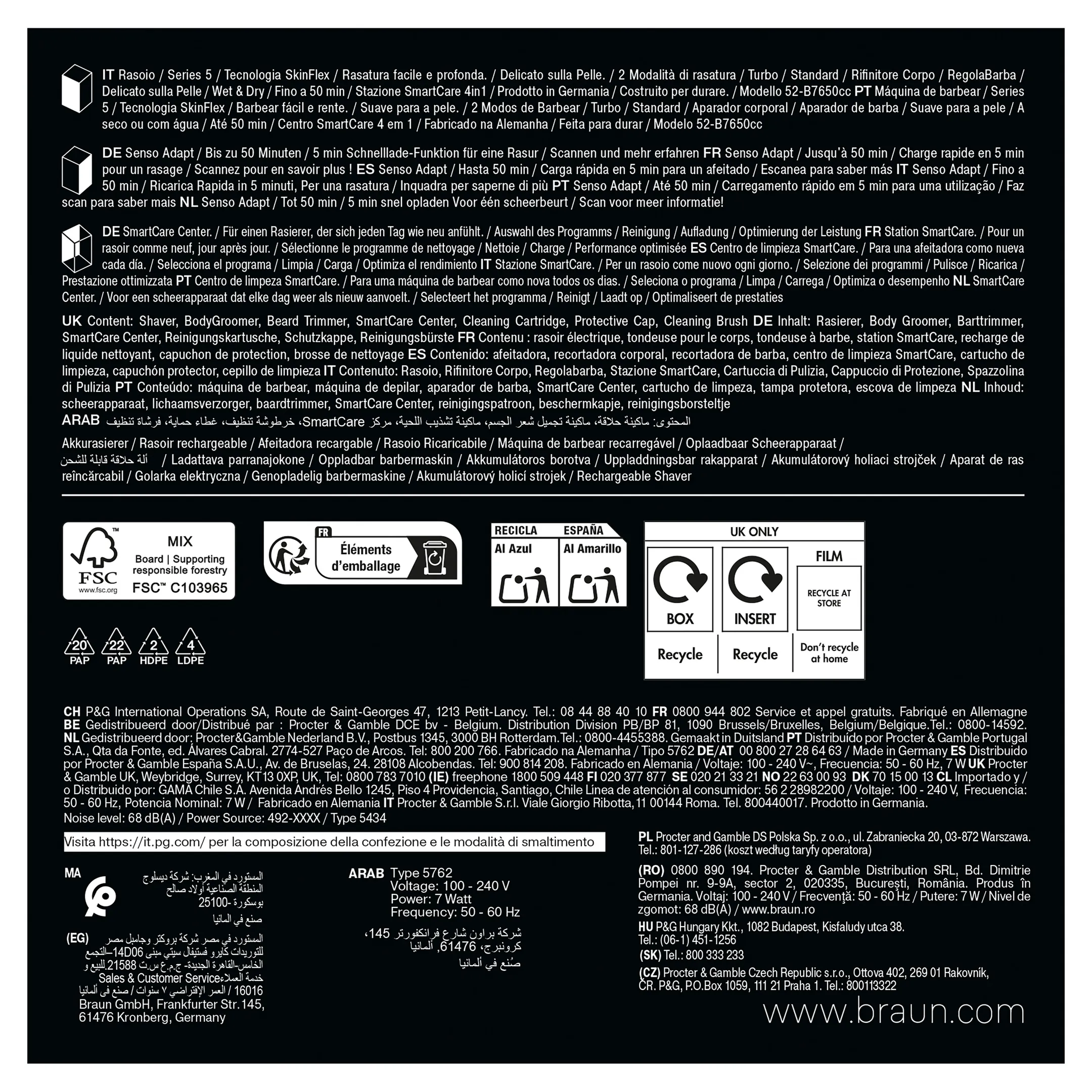 Braun Elektrisch scheerapparaat Series 5 52-B7650cc