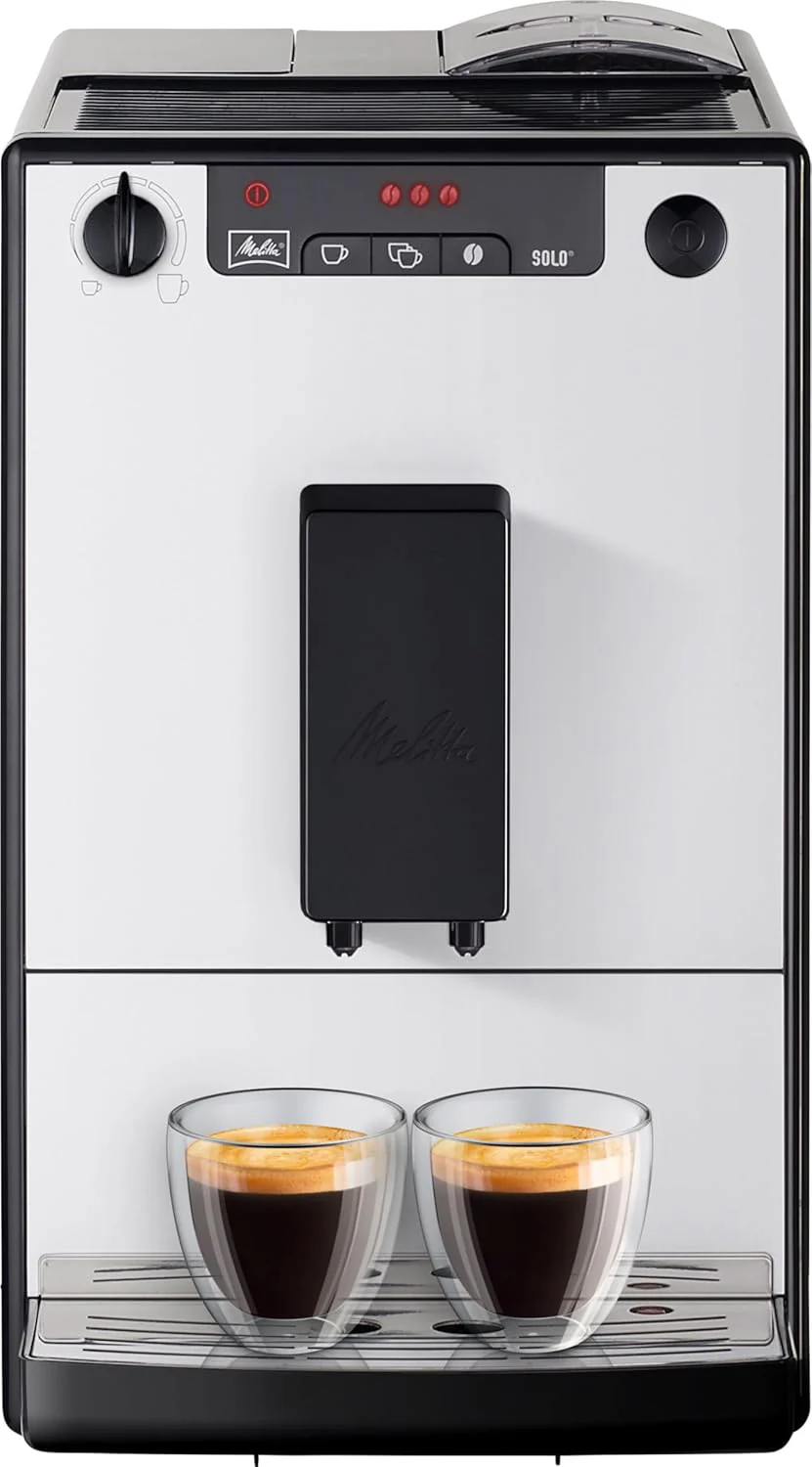 Melitta, Solo E950-222, Superautomatic Coffee Maker with Grinder, 15 Bars, Espresso Bean Coffee, Automatic Cleaning, Customizable, Pure Black