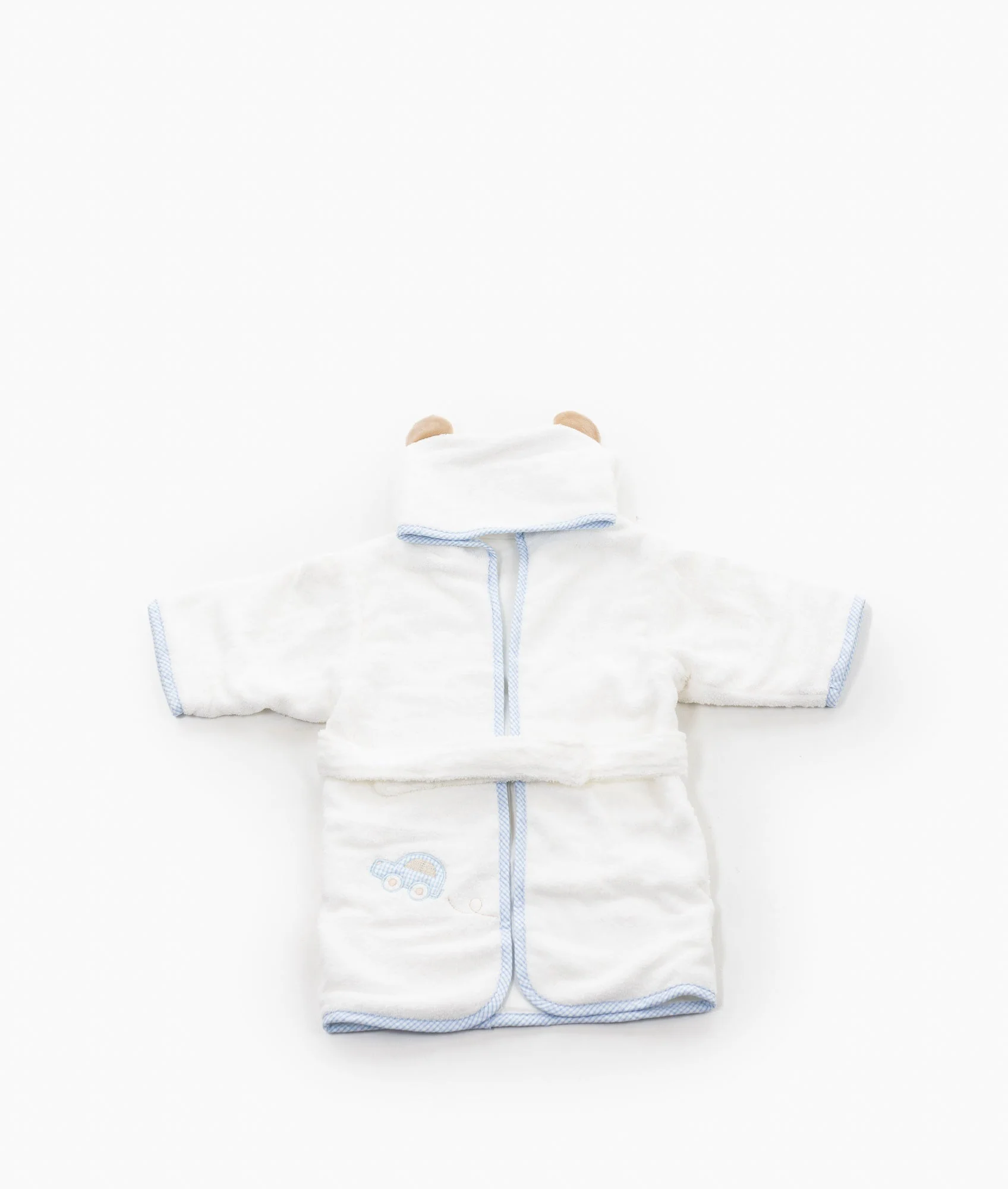 Hooded Bathrobe Towel | White & Blue