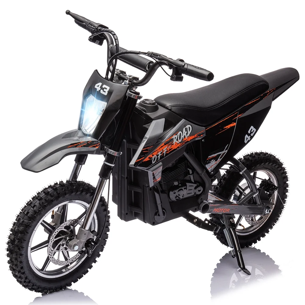 Electric Dirt Bike for Kids,36V Ride on Motorcycle,Up to 15.5MPH,350W Brushless Motor,LED Headlight,Leather Seat,Front and Back Brakes,Electric Motorcycle for Kids Age 8-16,Max Load 175lbs