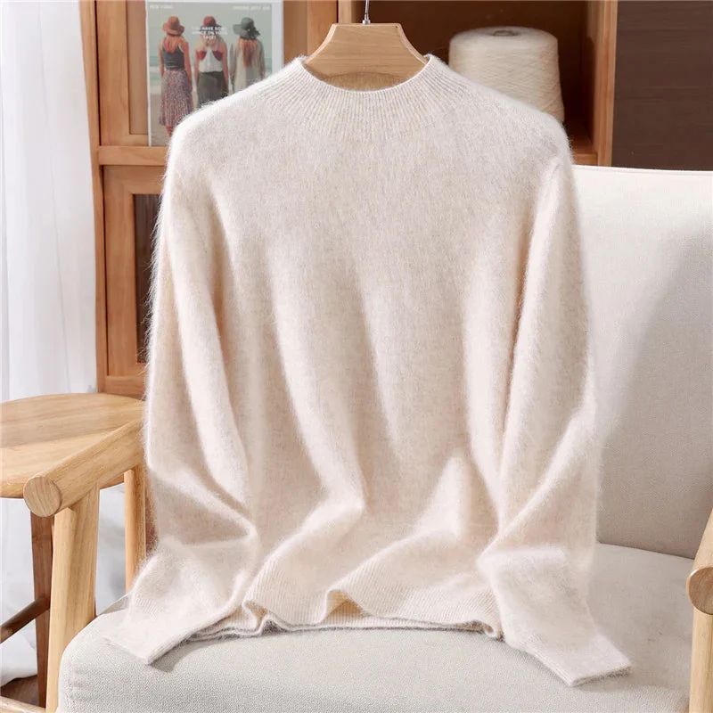 Women��s Soft Knit Sweater Relaxed Fit Mock Neck Design