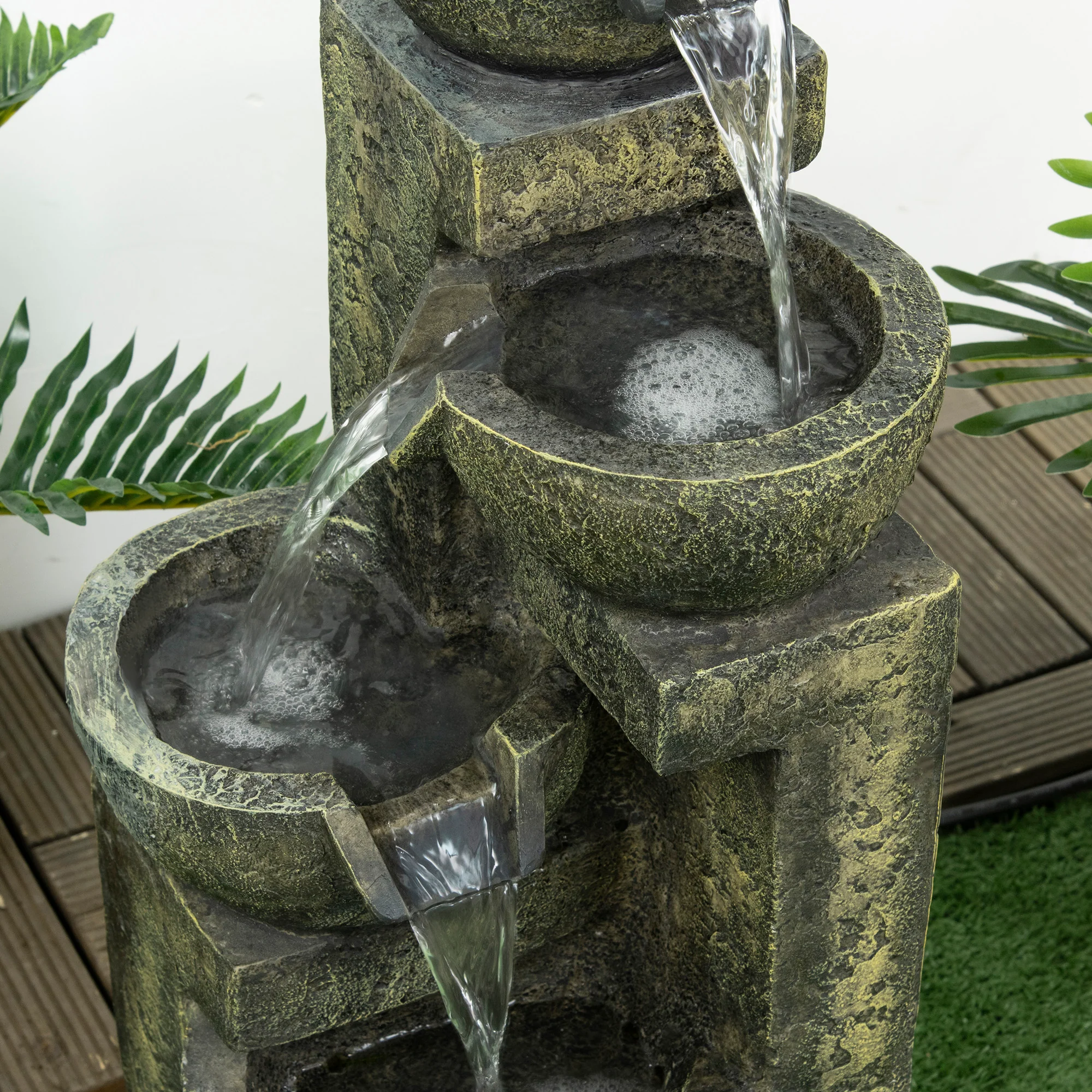 Outsunny Tuin fontein 25x24x60 cm, verstelbare stroom, 60 cm hoog, zwart