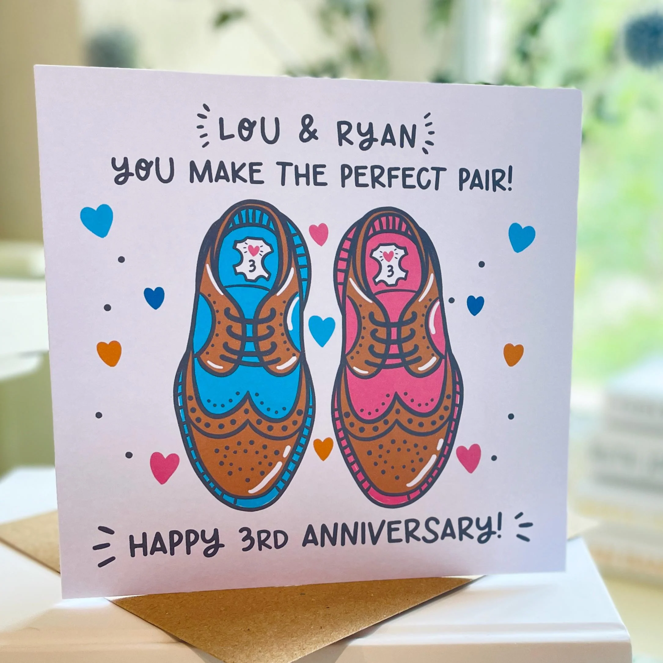 Personalised 3rd Anniversary Card: Leather Anniversary Shoes