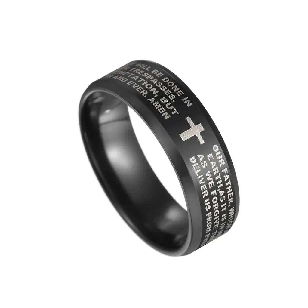 Black Cross Ring | Lord's Prayer Ring | Bible Scripture Rings | Christian  Jewelry | Religious Gifts | Faith Ring