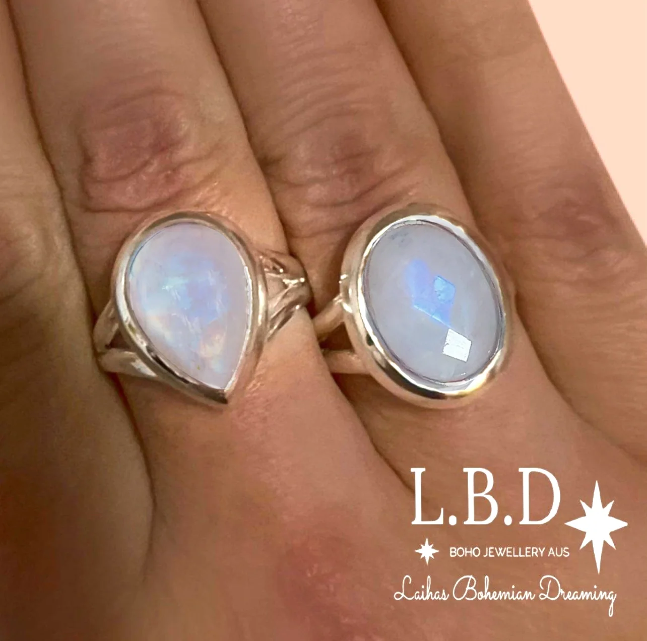 Laihas Iridescent Oval Moonstone Ring