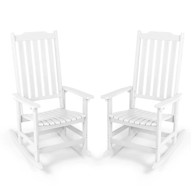 Vrakae 2 PCS Patio All Weather Resistant High Back Rocking Chair