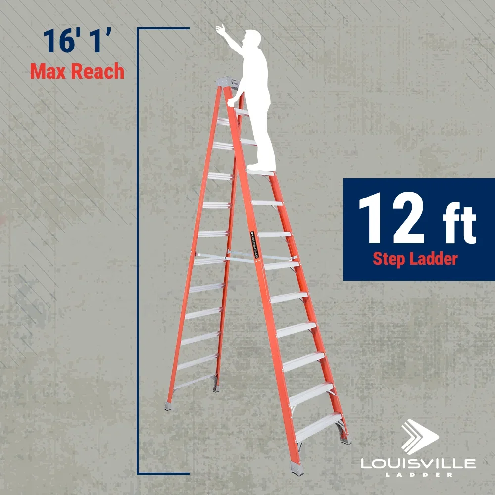 Louisville Ladder 12 - Foot Fiberglass Step Ladder, 300 - Pound Load Capacity, Type IA, FS1512