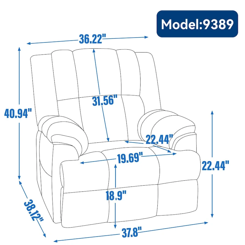 Lazy Boy Swivel Rocker Fabric Recliner Chair, Overstuffed Large Manual Recliner Glider with Pillow Top Arms and Cushion Back