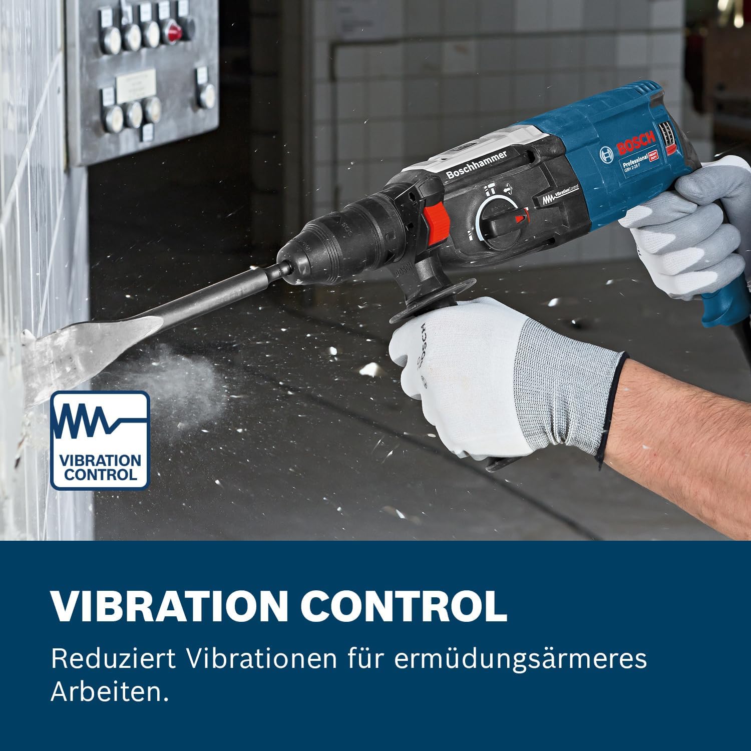 Bosch Professional Bohrhammer GBH 2-28 F (Leistung 880 Watt, Bohr-Ø Beton max: 28 mm, inkl. 6tlg. Bohr-Meißel-Set, SDS-plus,) - Amazon Exclusive, Battery Powered