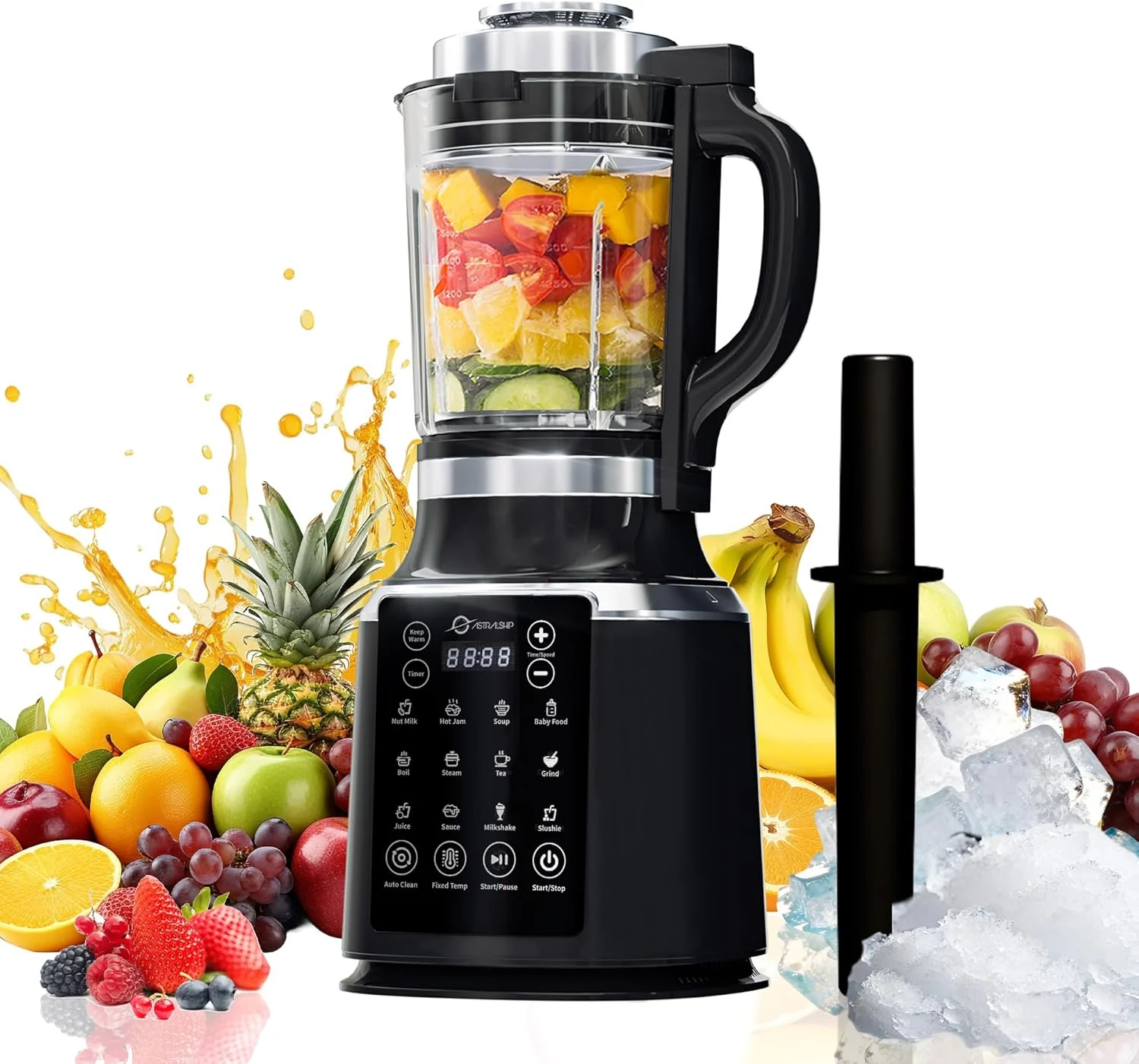 Glass Blenders for Kitchen 锟�?Stainless Steel Professional Blender for Smoothies 1500W Motor, Food Processor Combo 9 Adjustable Speeds, 14 Preset Programs, BPA-Free Glass Jar blender, Nut Milk, Soups