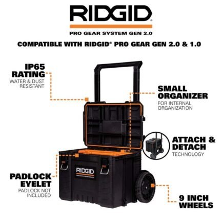 2.0 Pro 22 in. Gear System Rolling Tool Box and Tool Box and Tool Case 254065-254067-254069