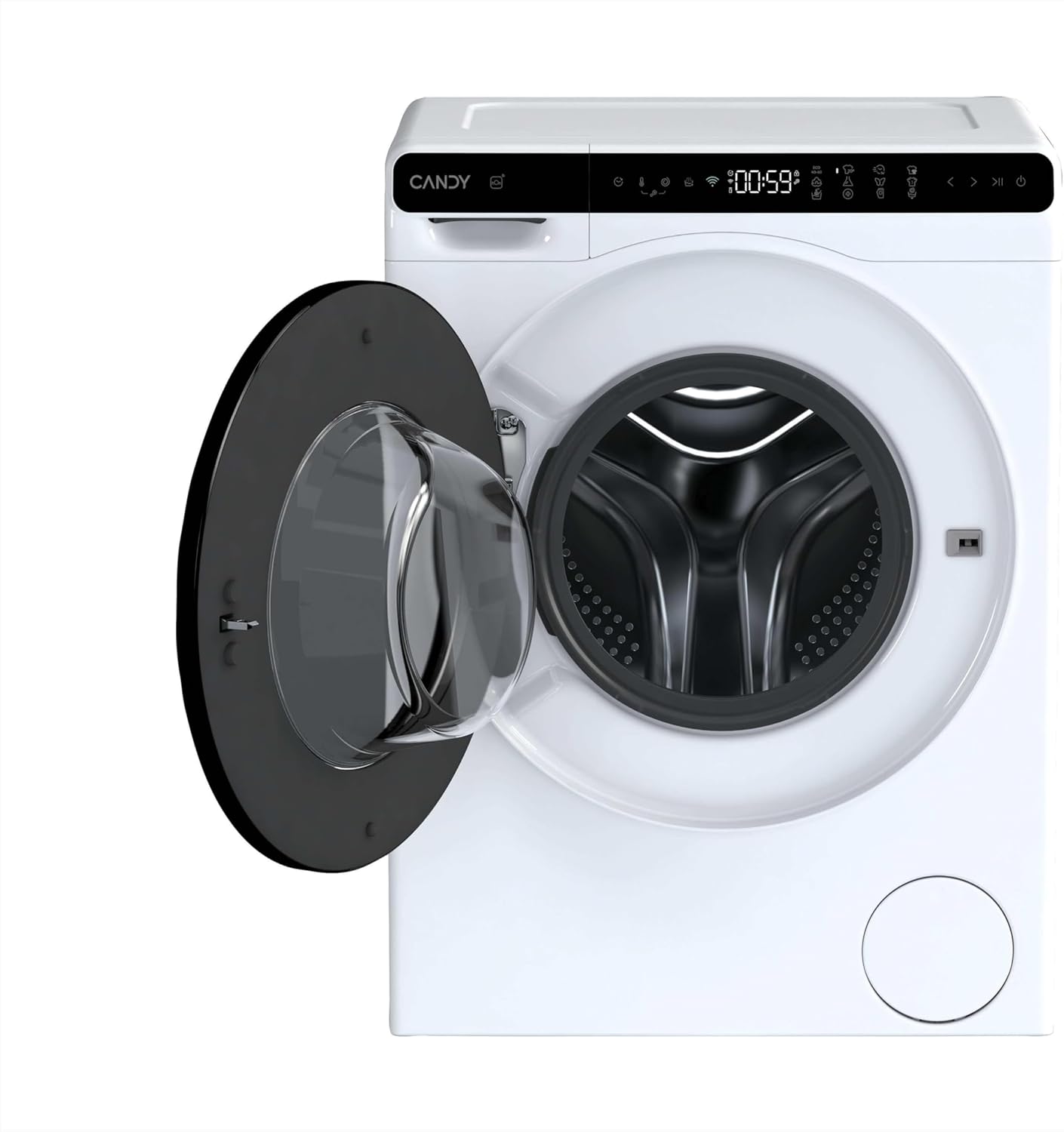 Candy ProWash 700 Mini CW50-BP12307U1-S Waschmaschine, 5 kg, 1200 U/min, digitales Display, WLAN-Konnektivität, 12 Zyklen, Inverter, 24-Stunden-Startzeitvorwahlen, Kindersicherung, KG-Detektor, 69 dB