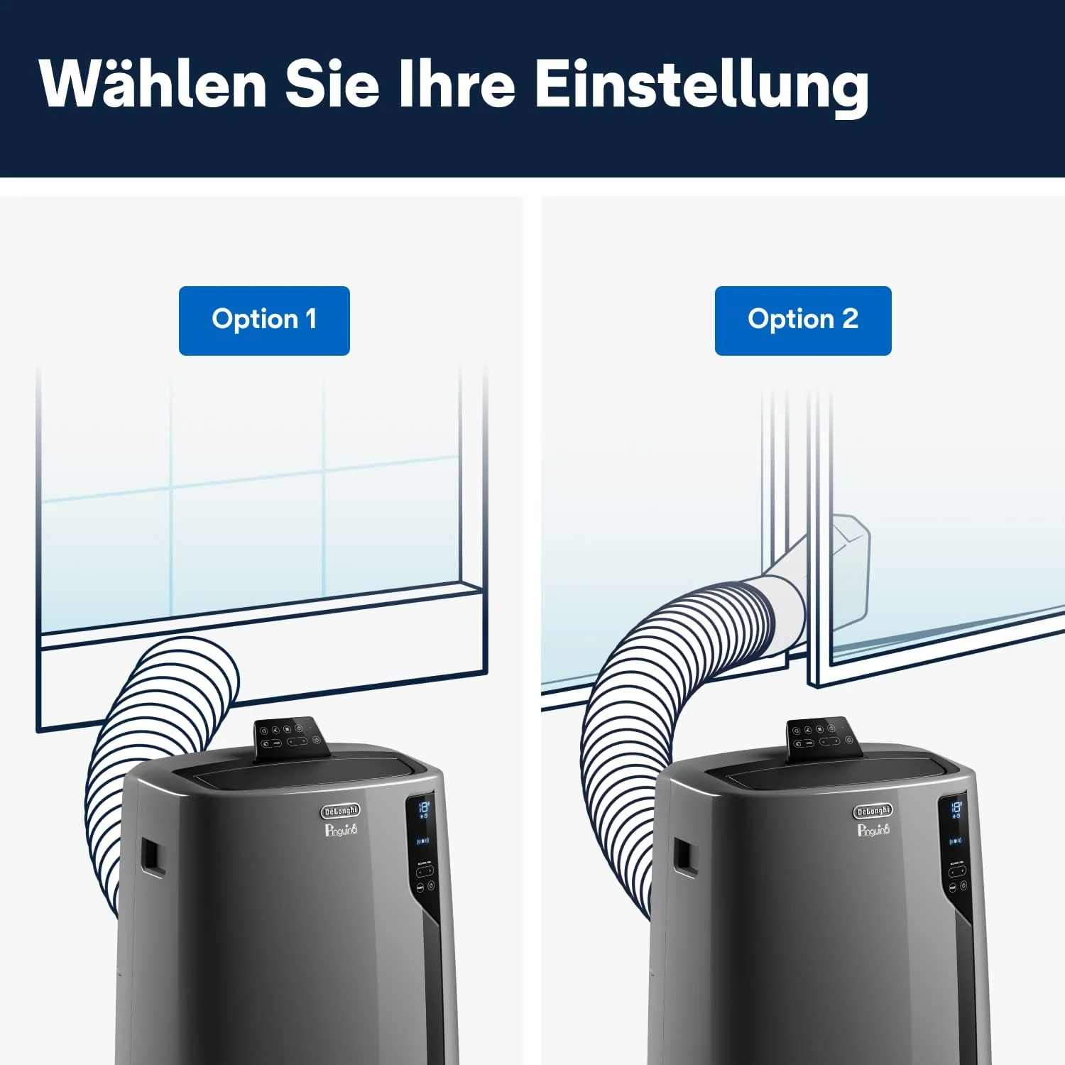 De'Longhi Pinguino PAC EL112 CST Condizionatore Portatile con Tubo, Climatizzatore per Ambienti Fino a 110 m³, Deumidificatore, Funzione Ventilazione, Timer 24h, Nero