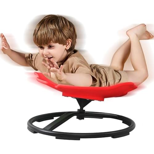 Sedia girevole per bambini con autismo, sedia a carosello sensoriale, sedia per sedersi e girare, per allenare la coordinazione del corpo, sedia girevole per bambini, base in metallo, antiscivolo red : Casa e cucina