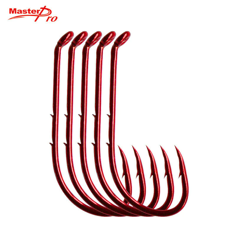 100xChemically Sharpened Baitholder Hooks 1# Red Fishing Tackle