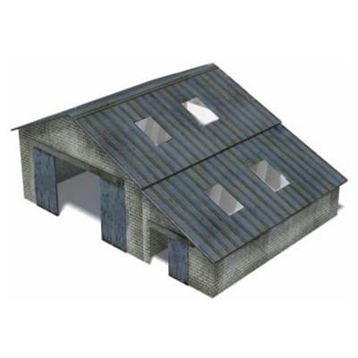 Barn Workshop (gray with blue roof)
