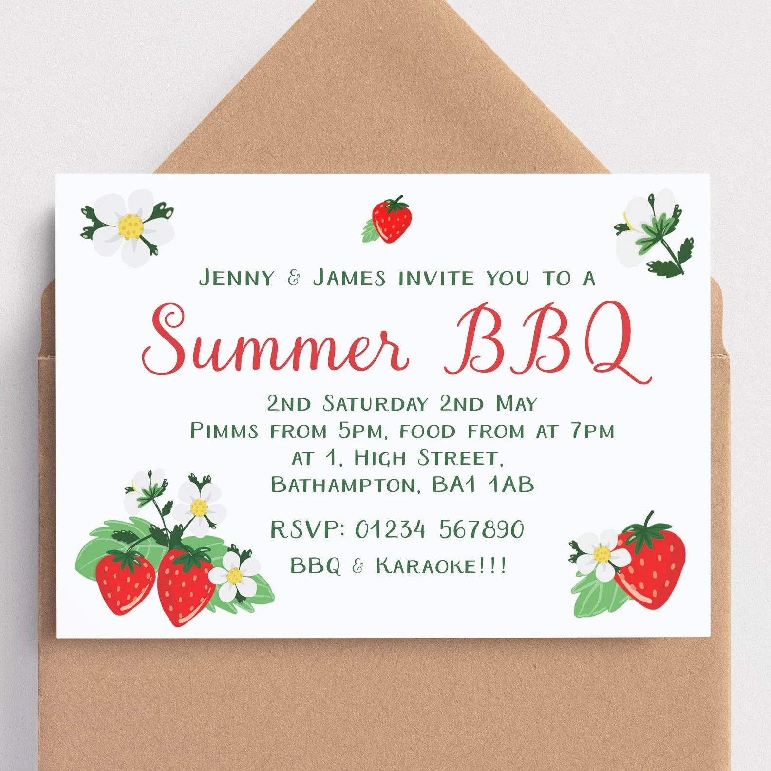 Summer Strawberries Invitation