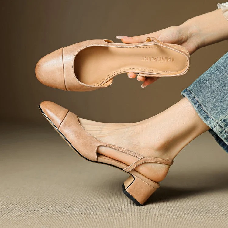 Women��s Black Heels Elegant Slingback Block Pumps