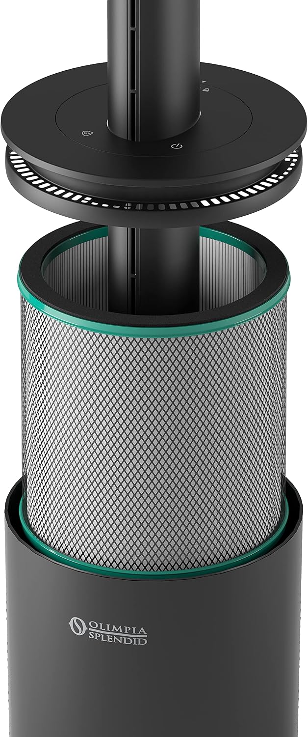 Olimpia Splendid 99276 Vertigo, 3in1 Luftreiniger, reinigt, heizt und belüftet, drei Filterstufen mit Hepa14, keimtötende UV-Lampe, integriertes WLAN und Sprachsteuerung, inklusive Fernbedienung