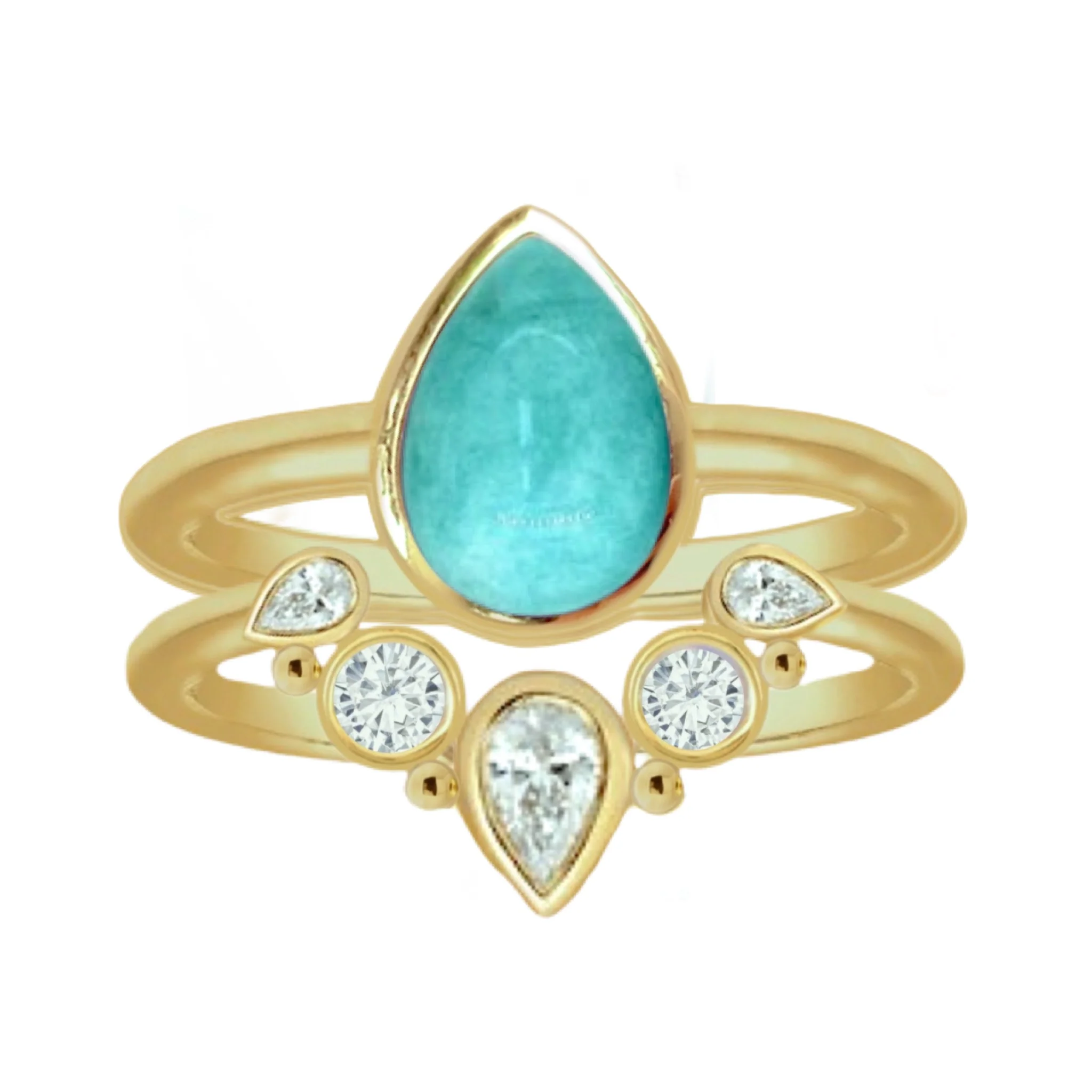 Laihas Queen Of Cups Gold Topaz and Amazonite Ring Set