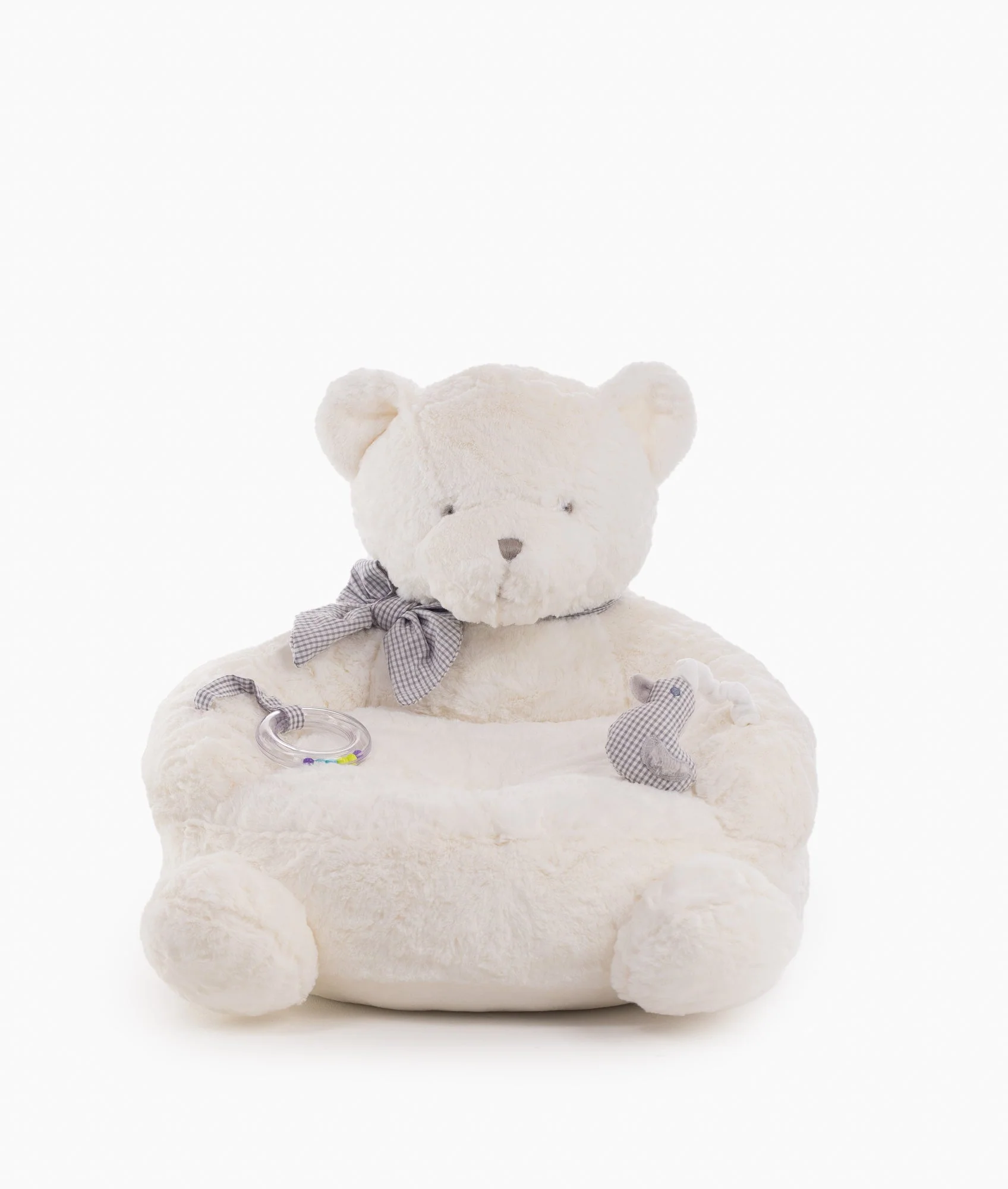 Bear Armchair with Rattle | White & Grey