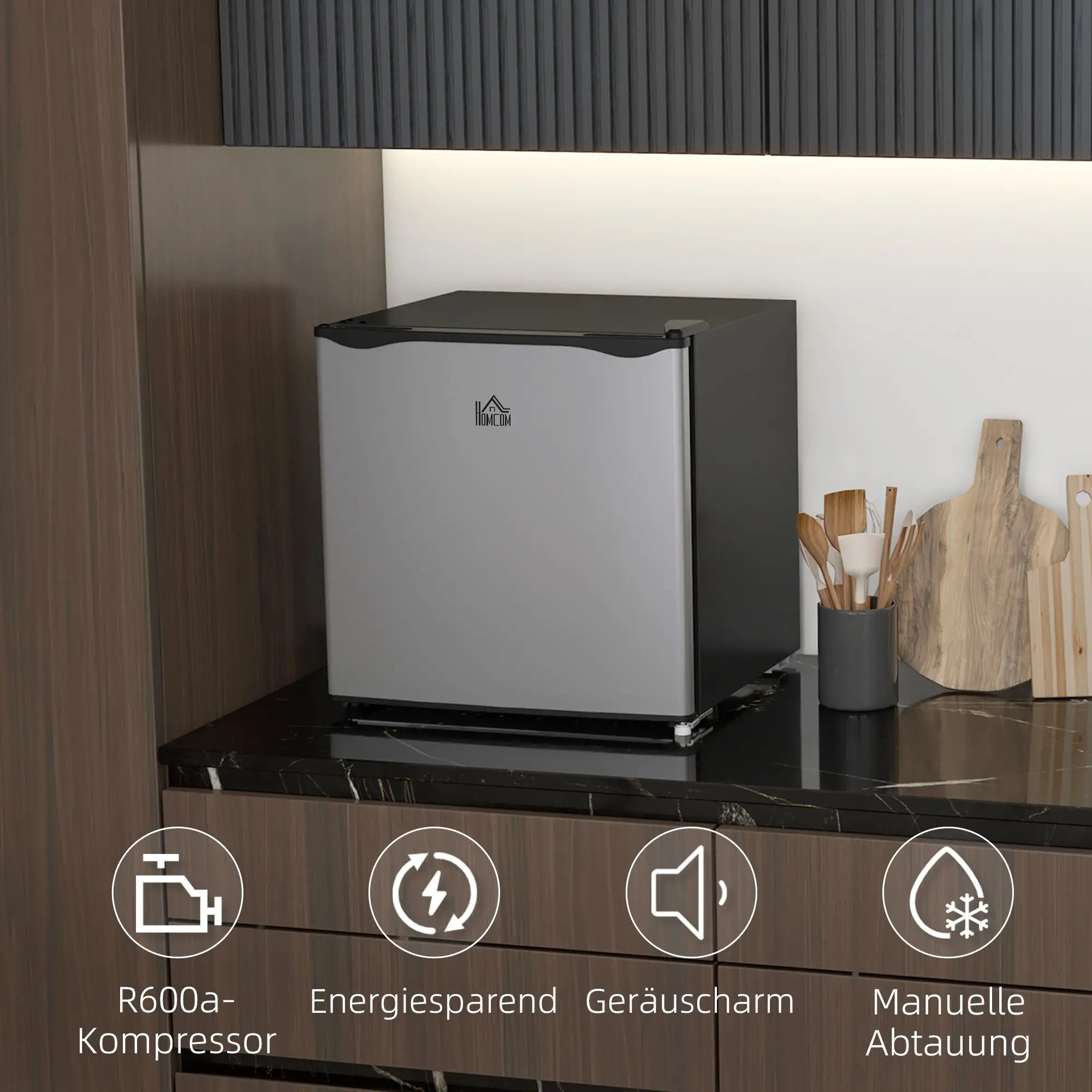 HOMCOM Mini-Gefrierschrank 35 L Silber – kompakt & effizient