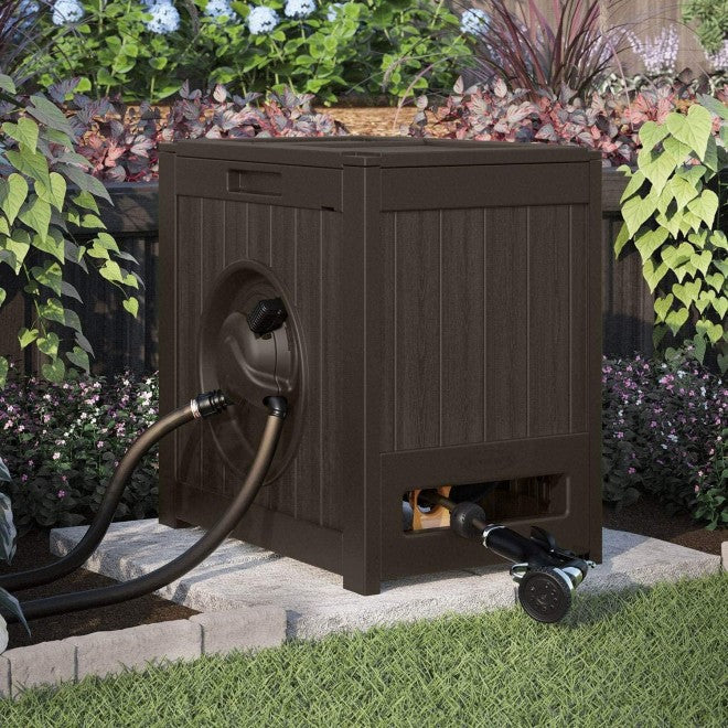 Suncast 125�� Aquawinder Auto Rewind Water Powered Yard Hose Reel, Java (2 Pack)