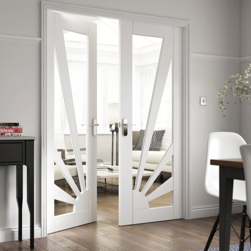 J B Kind Aurora Glazed White Internal Door
